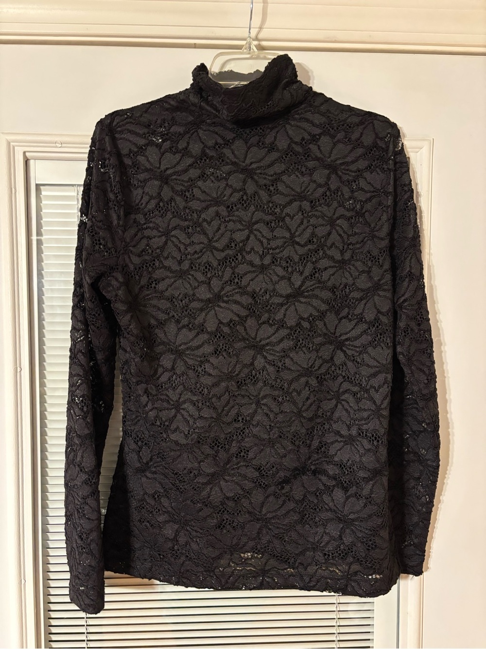 H&M Black Lace Long-Sleeve Turtleneck Top